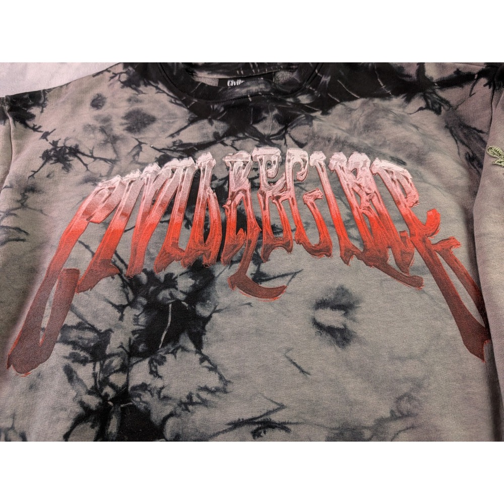 Civil Regime Mens Tie Dye Floral Embroidered Graphic Crewneck Sweatshirt Gray L - Picture 5 of 9